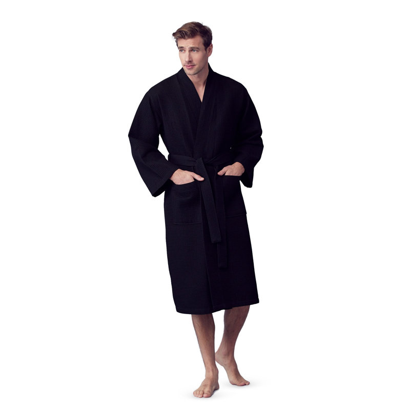 Peignoir gaufré LOTUS LINEN, TTTG, Noir