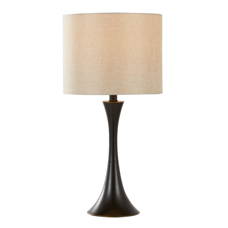 Contemporary Accent Table Lamp, Light Beige, Oil Rubbed Bronze