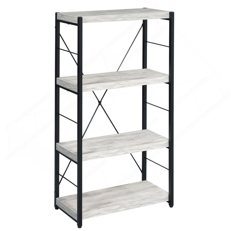 Antique White And Black 3-Shelf Bookcase