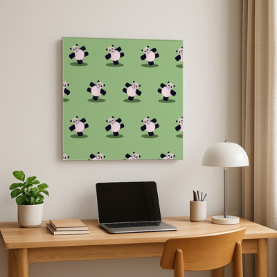 Motif de Pandas dansants — Décoration murale carrée en métal