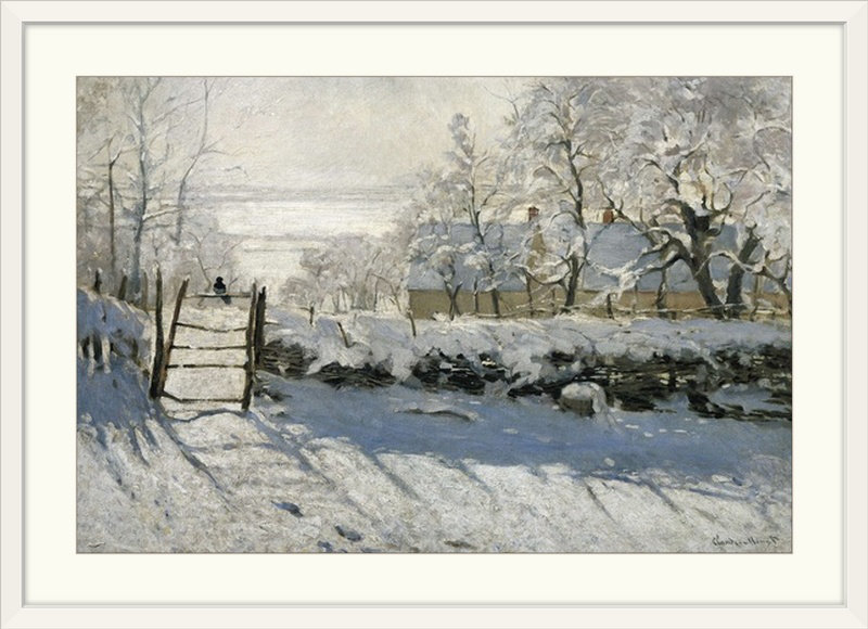 «La pie» par Claude Monet, reproduction d'art, Cadre blanc, H 20 po x l 26 po x P 1 po