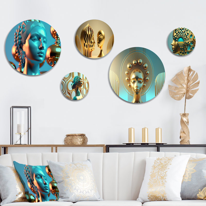 Marble Woman Surrealistic Universe III - Modern Woman Metal Wall Décor