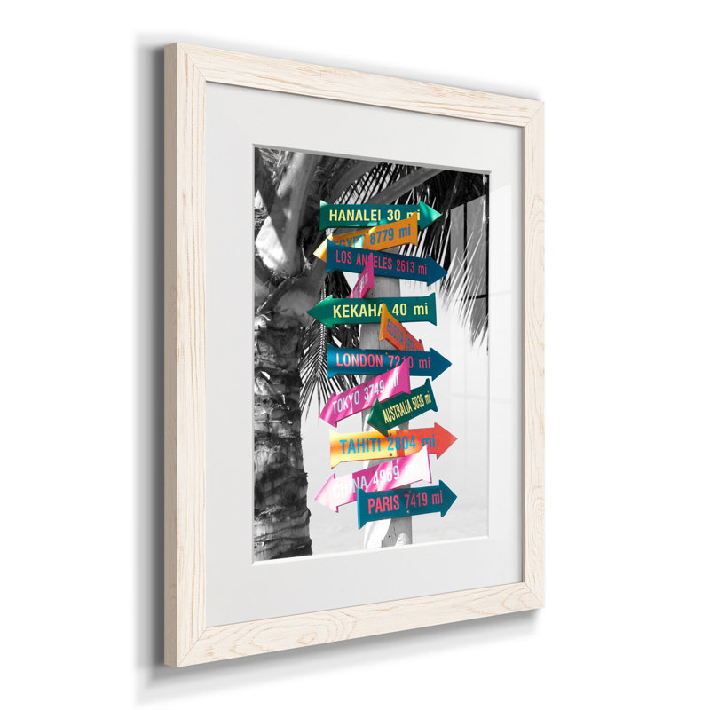Mission Beach - impression d'art graphique, Papier encadré blanc, H 20 po x l 17 po x P 1 po, Blanc