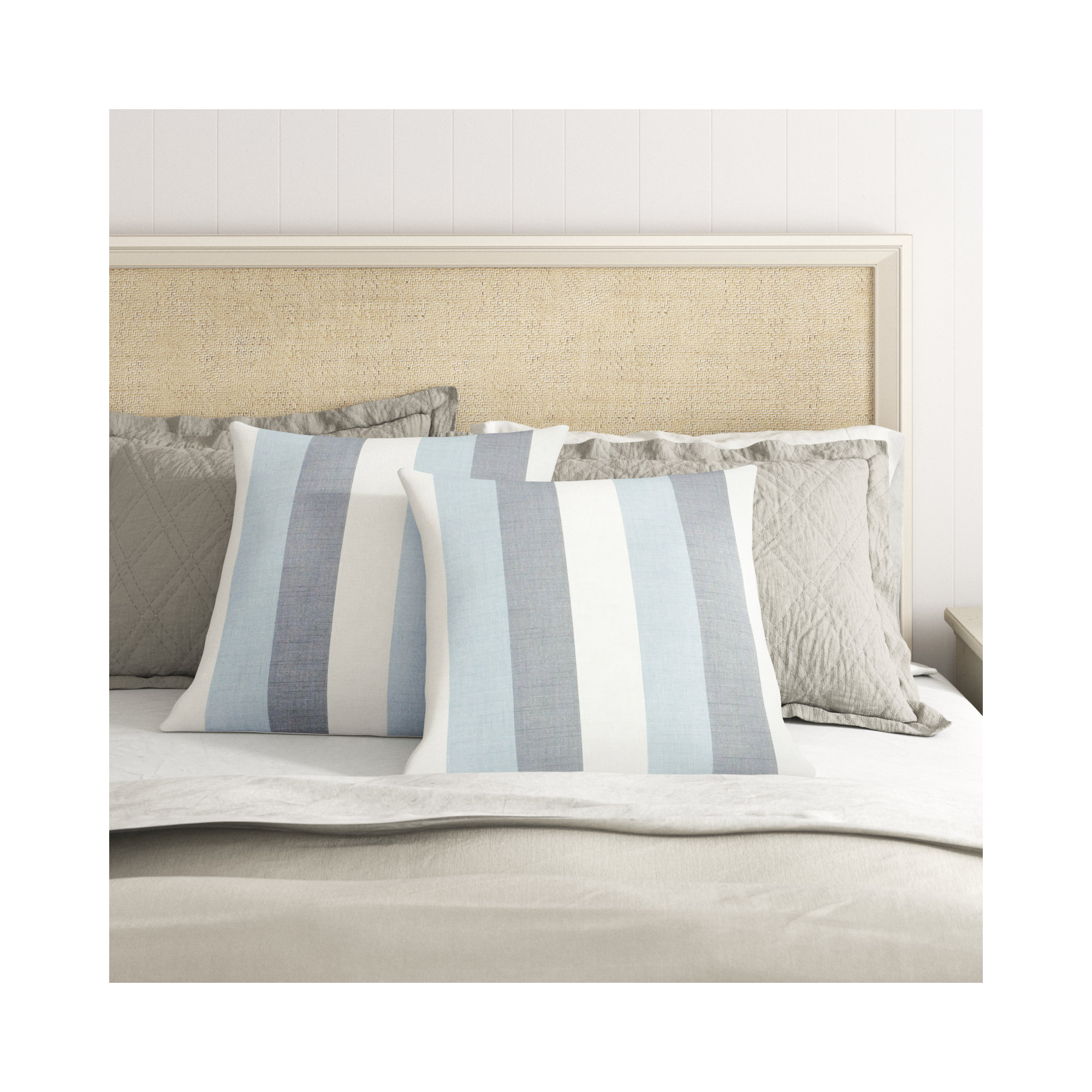 Nisha Striped Sunbrella® Indoor/Outdoor Throw Pillow, 20'' x 20'', Blue/White