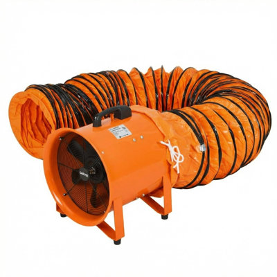 Ventilateur d'extraction robuste de 12 pouces IDEALHOUSE, ventilateur portatif à haute vitesse de 3500 pi³ / min avec tuyau de conduit de 32,8 pi, ventilateur à faible bruit de 3500 tr / min pour garage et atelier