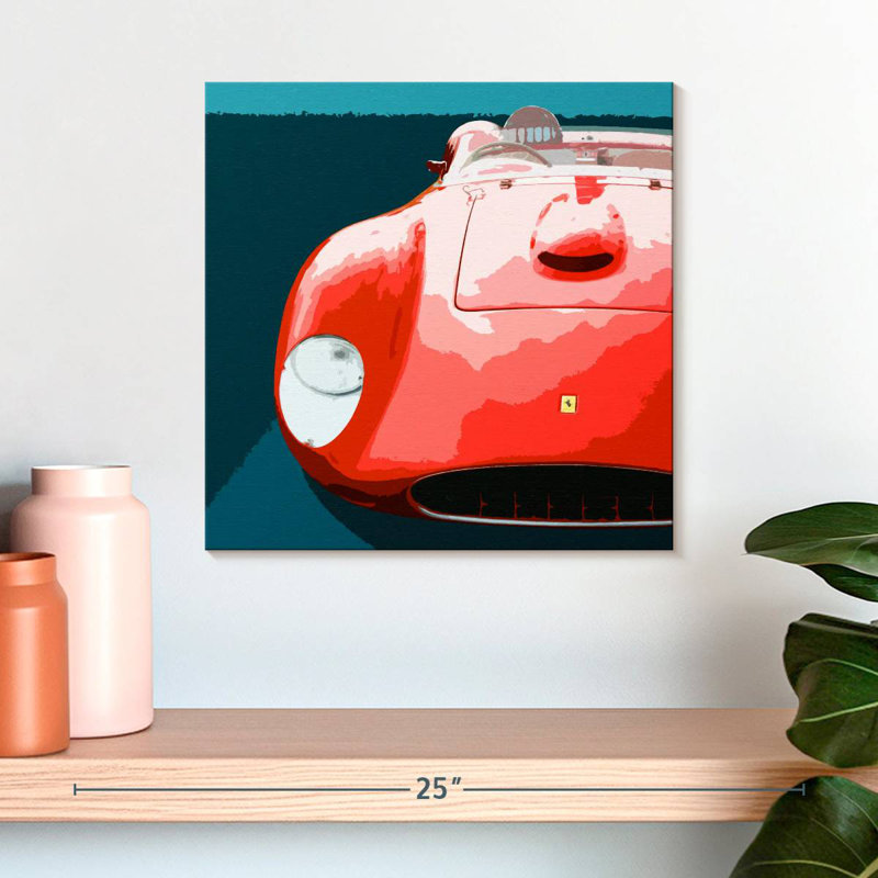 Mehar Red On Blue, 16" H x 16" W