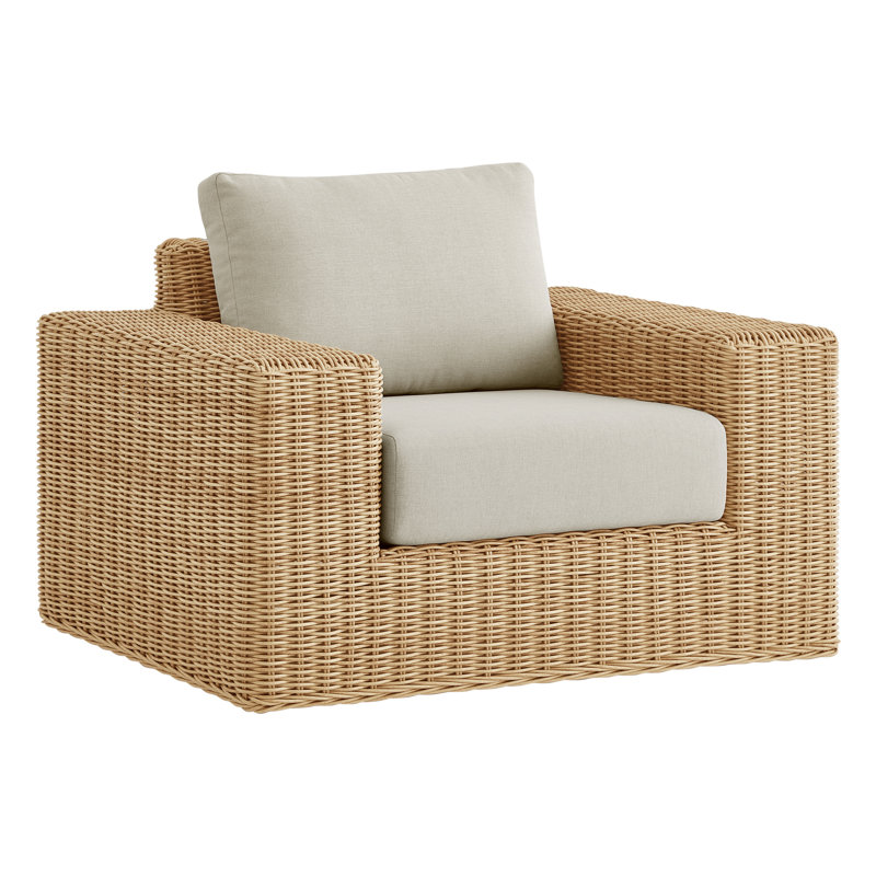 Chaises longues d'extérieur en osier avec coussins Emery