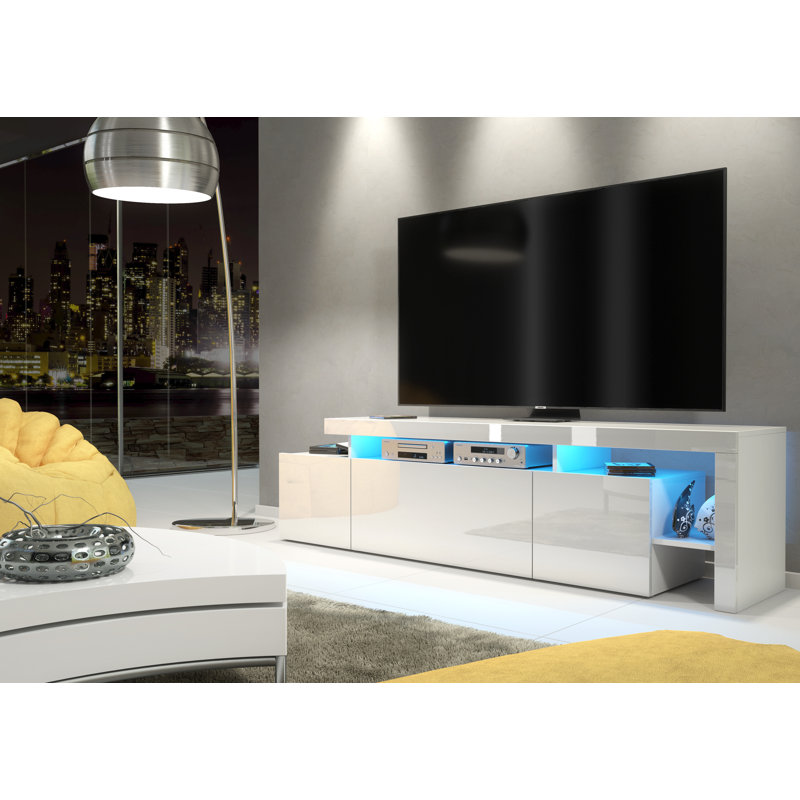 Millicent White TV Stand for TVs up to 75in with Blue LED Lights
