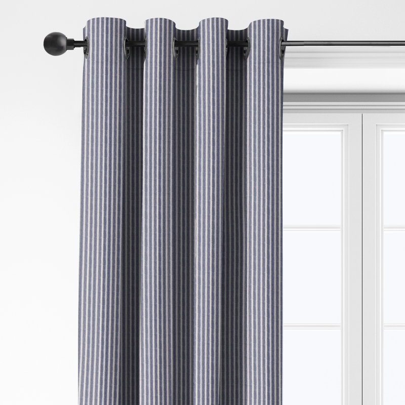 Ensemble de 2 rideaux en coton indigo, L 50 po x L 108 po, Indigo / Ivoire