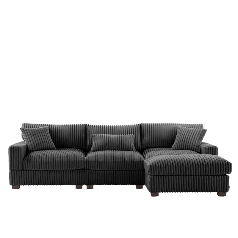 4 Seater Sectional, Grey Fabric