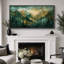 «Woodland Forest Landscape Watercolor Green Mountain Forest Sunrise Landscape Modern Large Large Canvas Art-108480857-108480855-111666121
