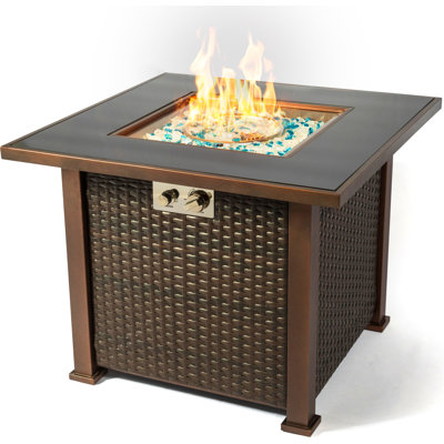 Bareen Square Powder Coated Steel Propane Smokeless Fire Pit Table with Hidden Fuel Tank