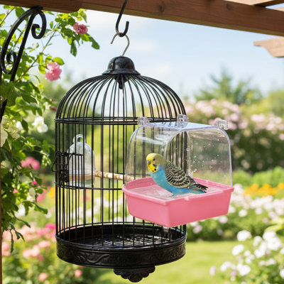5.12×5.12×5.31In Bird Bath Tub For Cage, Plastic Hanging Bird Bath Room Small House, Parrot Thrush Bathing Supplies Bird Cage Accessories