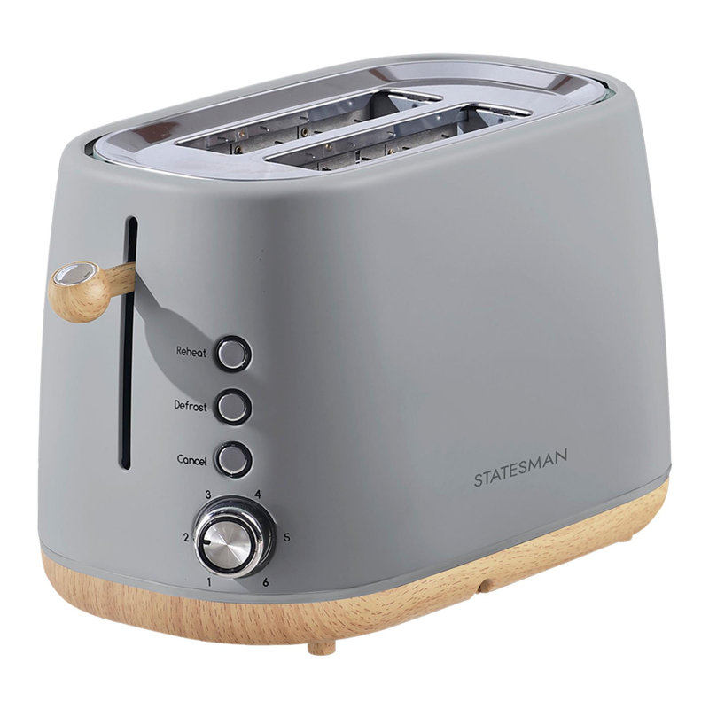 Statesman 2 Slice Scandi Toaster Grey/Blue, Grey