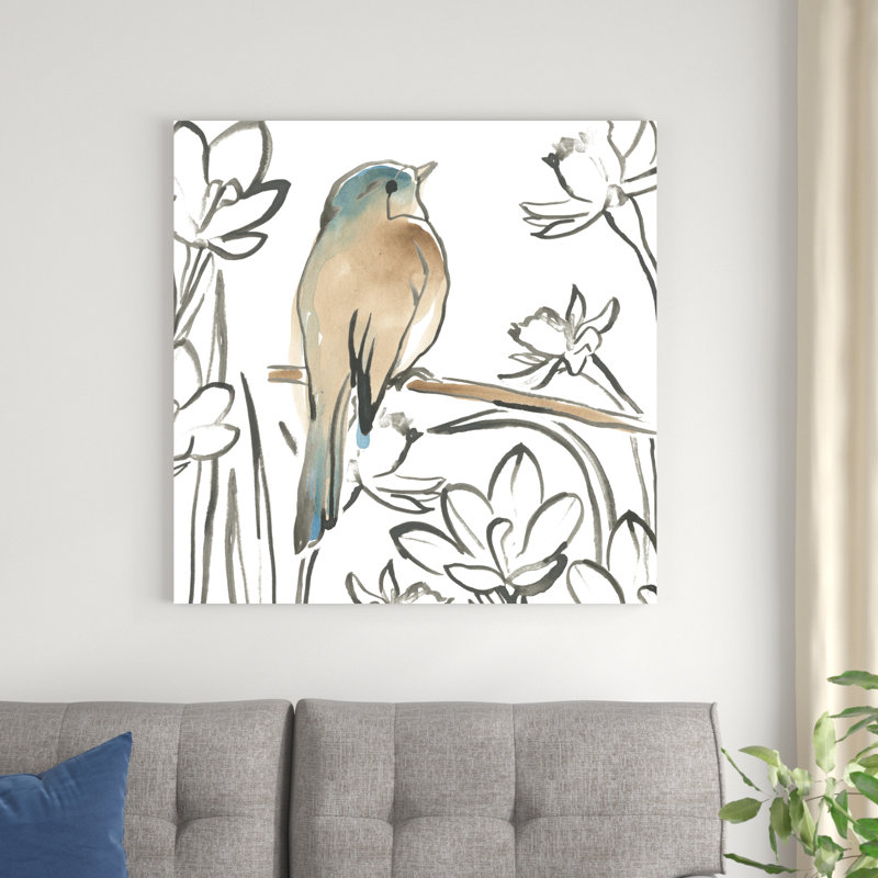 «Songbird Meadow III» par June Erica Vess - peinture sur toile tendue, H 36 po x l 36 po