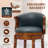 Swivel Bar Stool with Top-Grain Leather Seat, Soft Back, Rubber Wood Frame & Footrest for Kitchen, Dining, or Bar-121559937-121559943