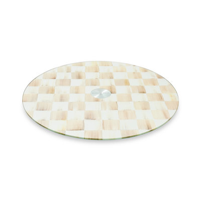 Mocha Check Glass Lazy Susan