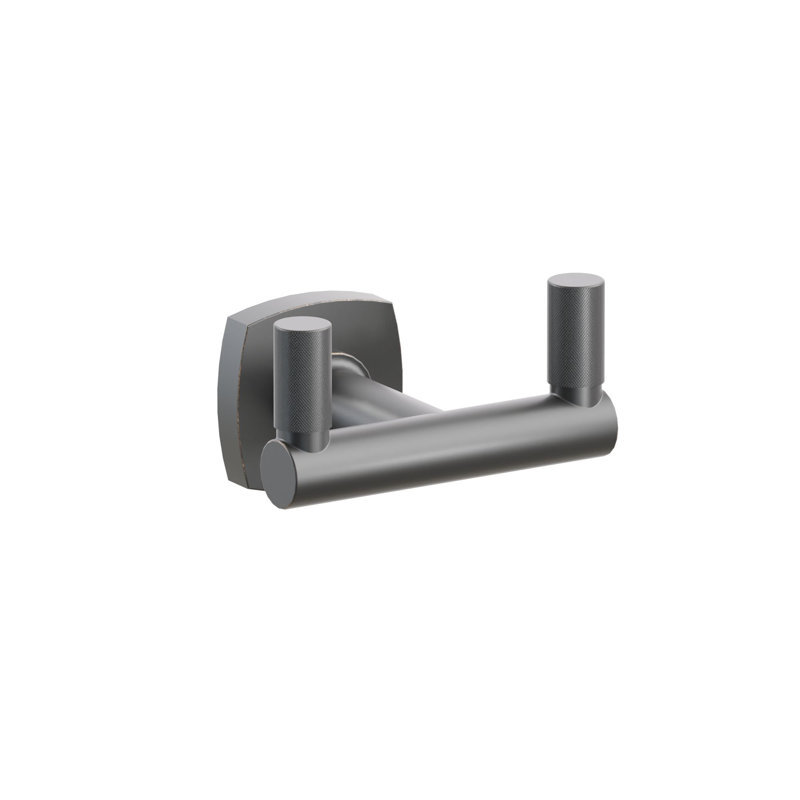 Emtek Select Double Hook w/ Soft Square Rosette, Round Stem & Knurled Tip, Oil Rubbed Bronze