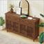 Buffet rétro avec portes géométriques sculptées à la main et finition bicolore-3949193