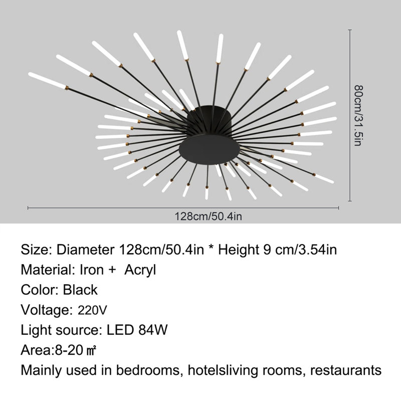 Acrylic LED Semi Flush Mount, Black