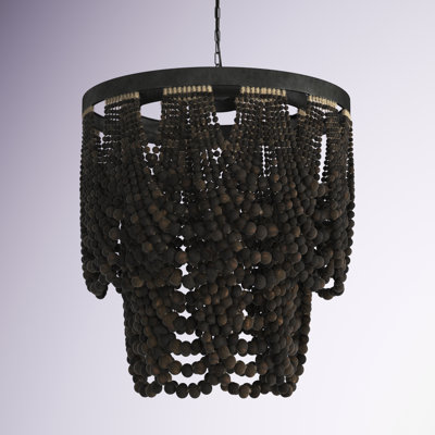 2-Tier Draped Wood Bead Chandelier