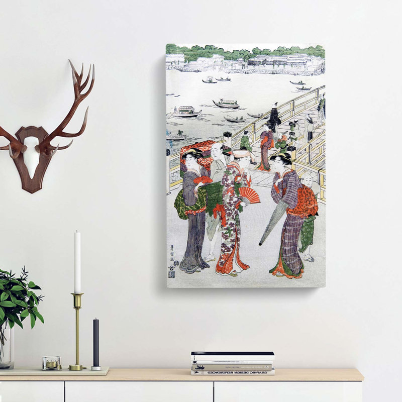 Women Stood By Ryogoku Bridge by Utagawa Toyokuni - Wrapped Canvas, 91cm H x 60cm W x 3cm D