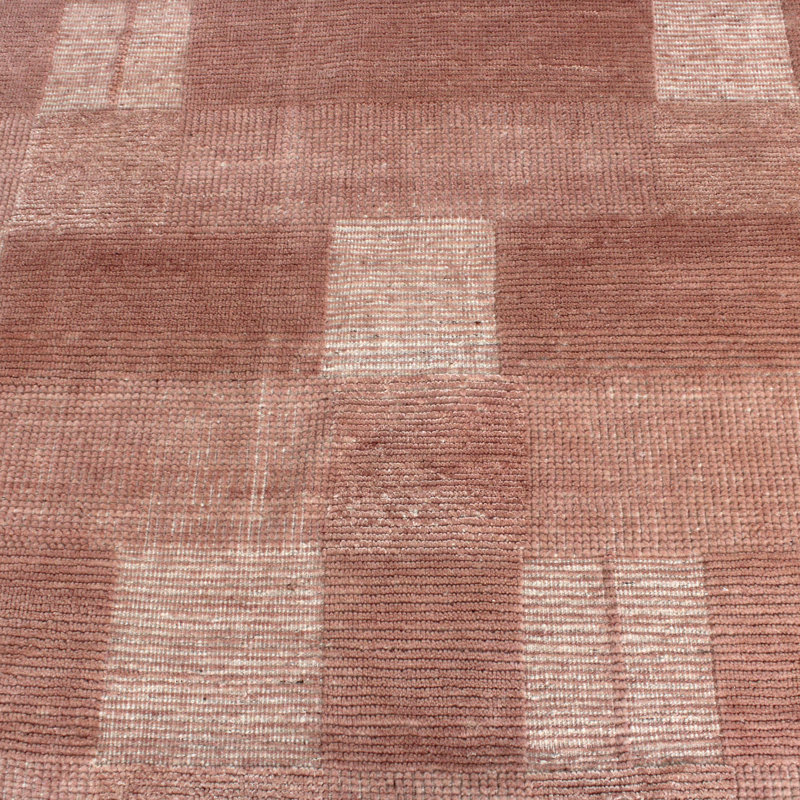 Pink Contemporary Wool Rug, Rectangle 9' x 12'