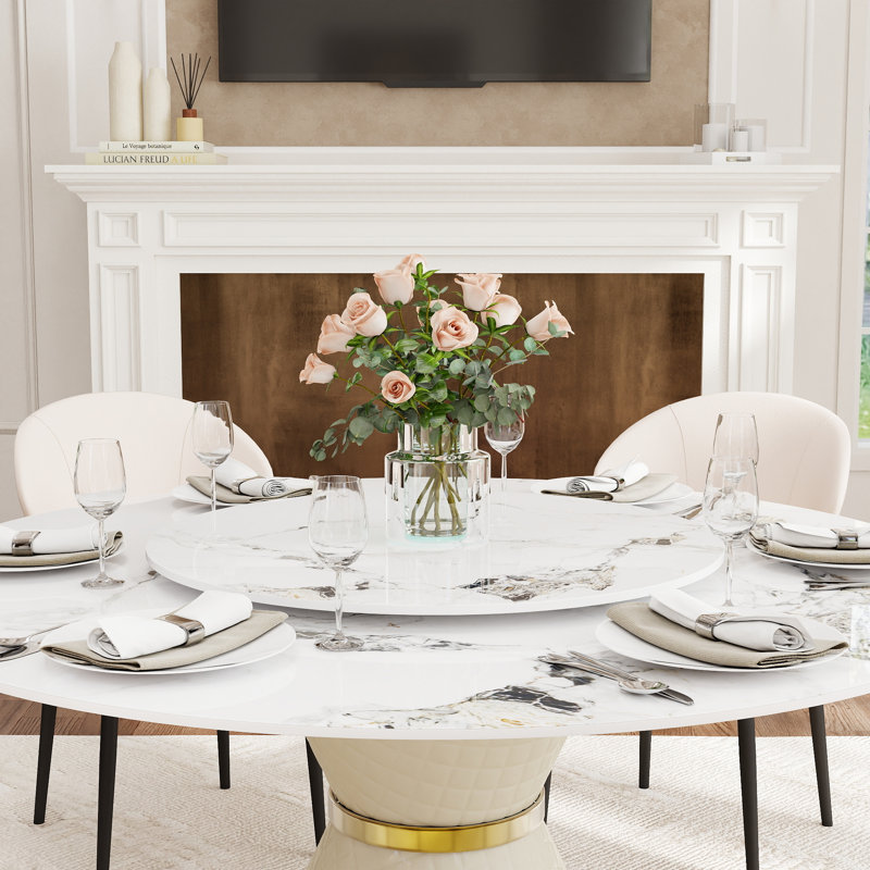 Ensemble de salle à manger 7 pièces Modern, 29.53" H x 59.05" W x 59.05" D, Beige