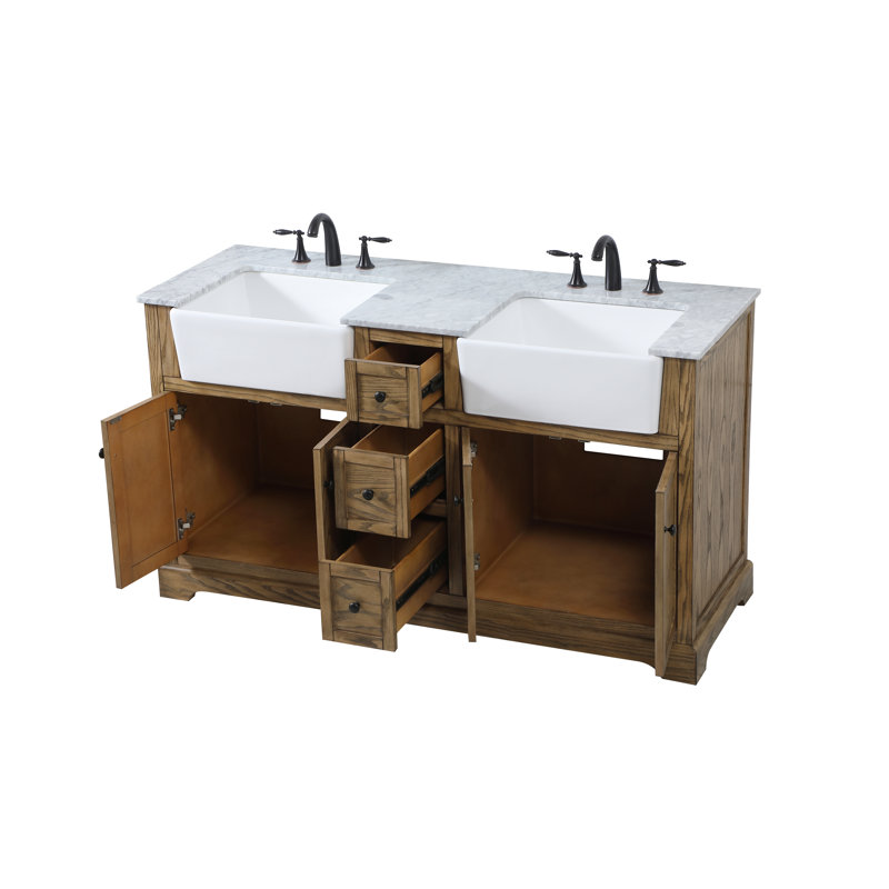 Ensemble de meuble-lavabo double 60 po Guri, Bois flottant