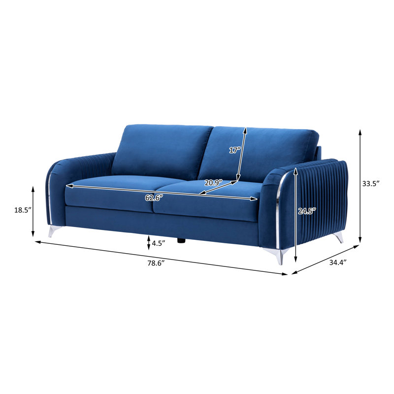 Canapé en velours bleu l 78,6 po Beitz