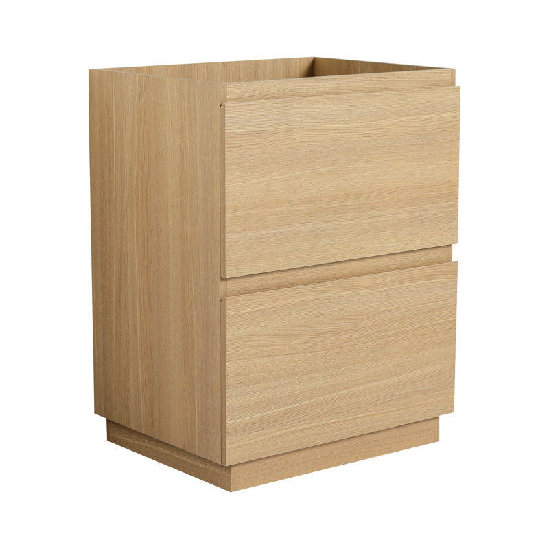 Meuble-lavabo de salle de bain autoportant 24 po 24 po à double tiroir en bois d'ingénierie d'aspect américain