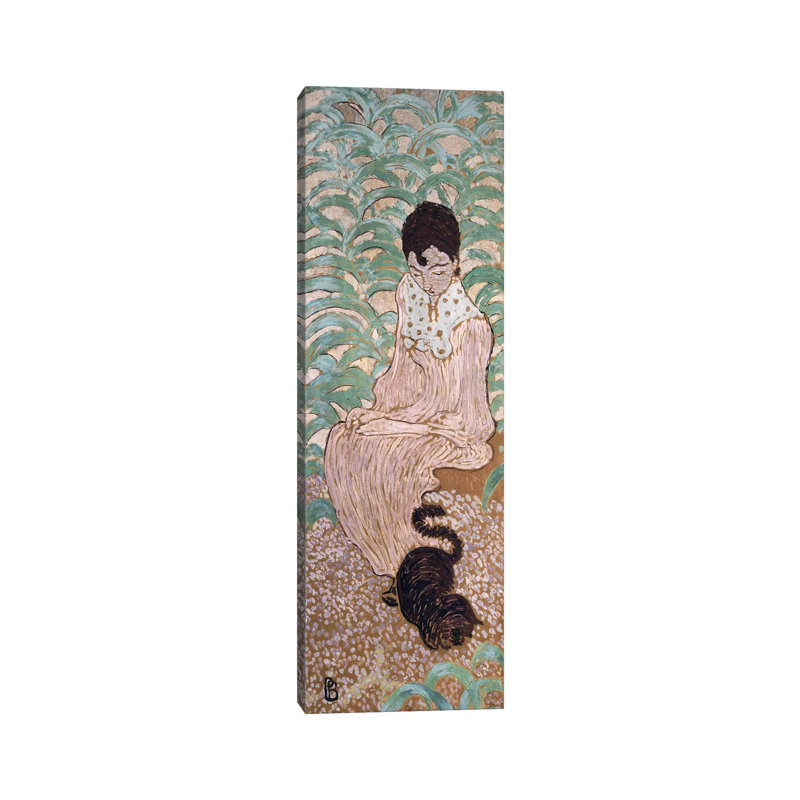 Seated Woman With A Cat, One Of Four Panels Of 'Women In The Garden', 1891 by Pierre Bonnard - No Frame Panoramic Painting on Canvas