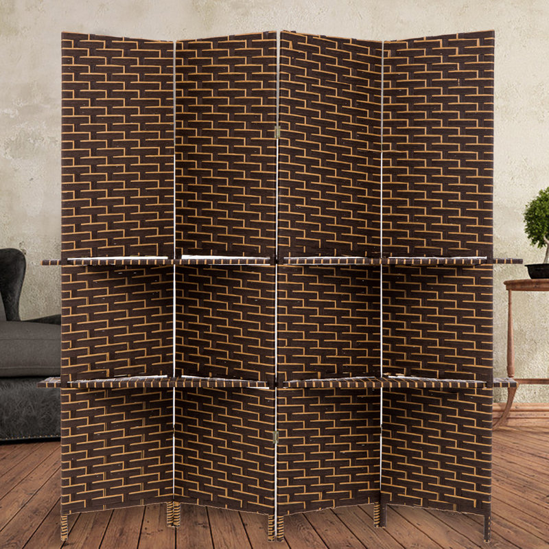 Cloison pliante 4 panneaux en bambou / rotin l 70 po x H 70,5 po Thianna