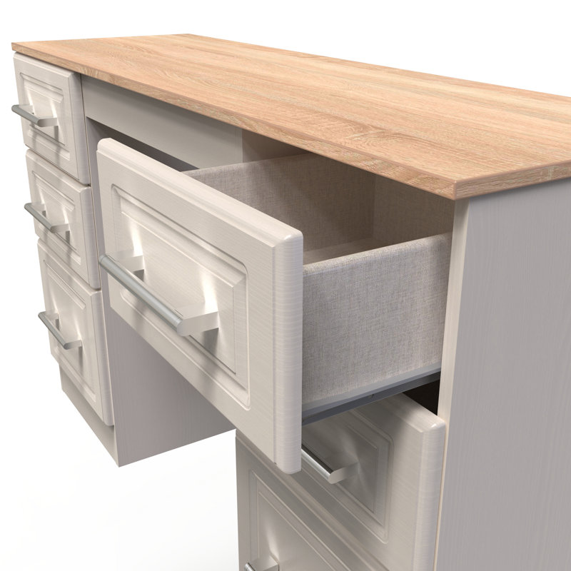 Fully Assembled St. George Dressing Table, Kashmir Ash/Modern Oak