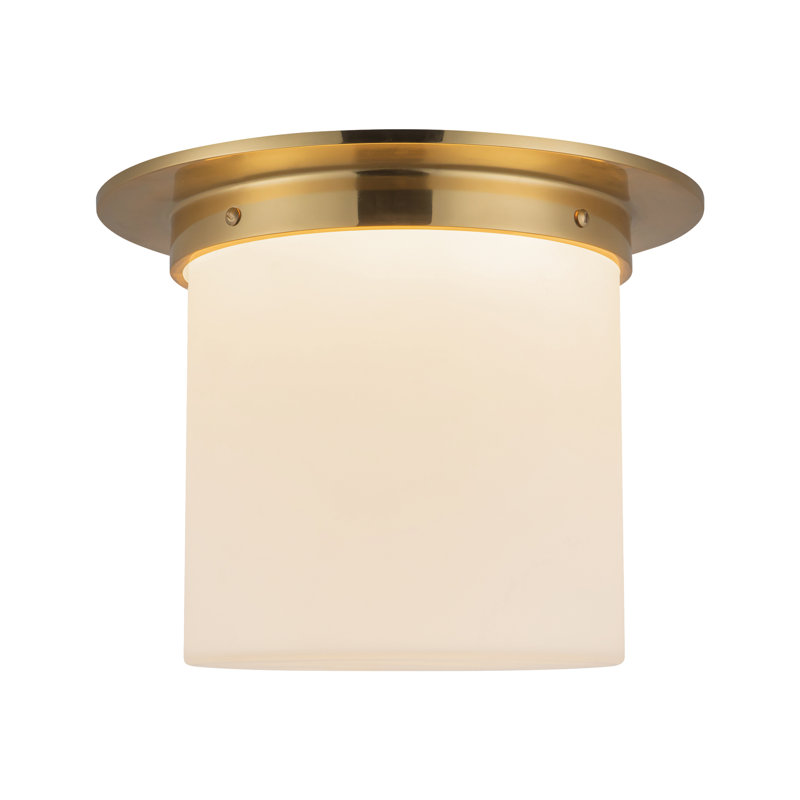 Mineral 11-in Brass Flush Mount, Brass, Opal Glass