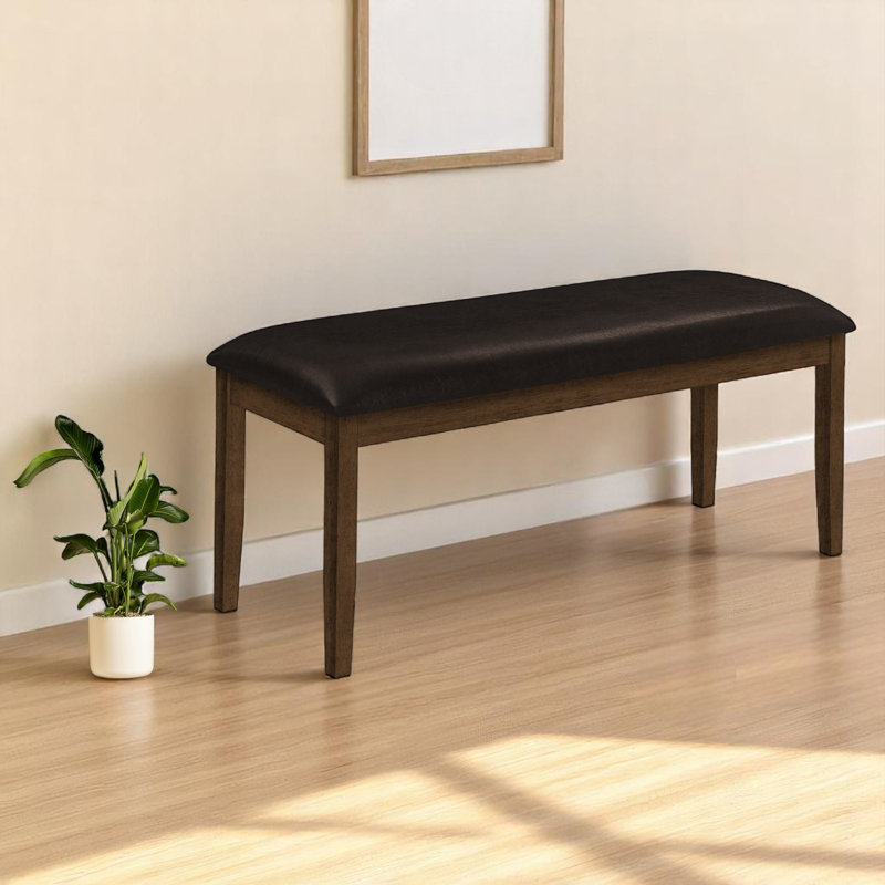Corteau Transitional Bench with Brown Leather-Look Upholstered, 20.07" H X 47.21" W X 15.87" D