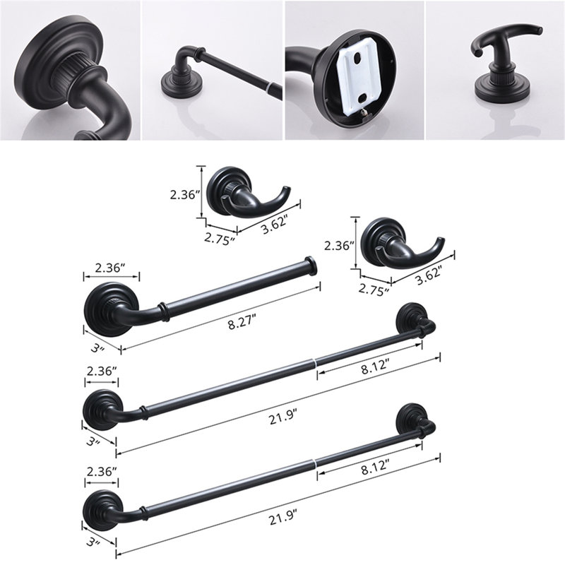 Ensemble de quincaillerie de salle de bain 5 pièces, Noir