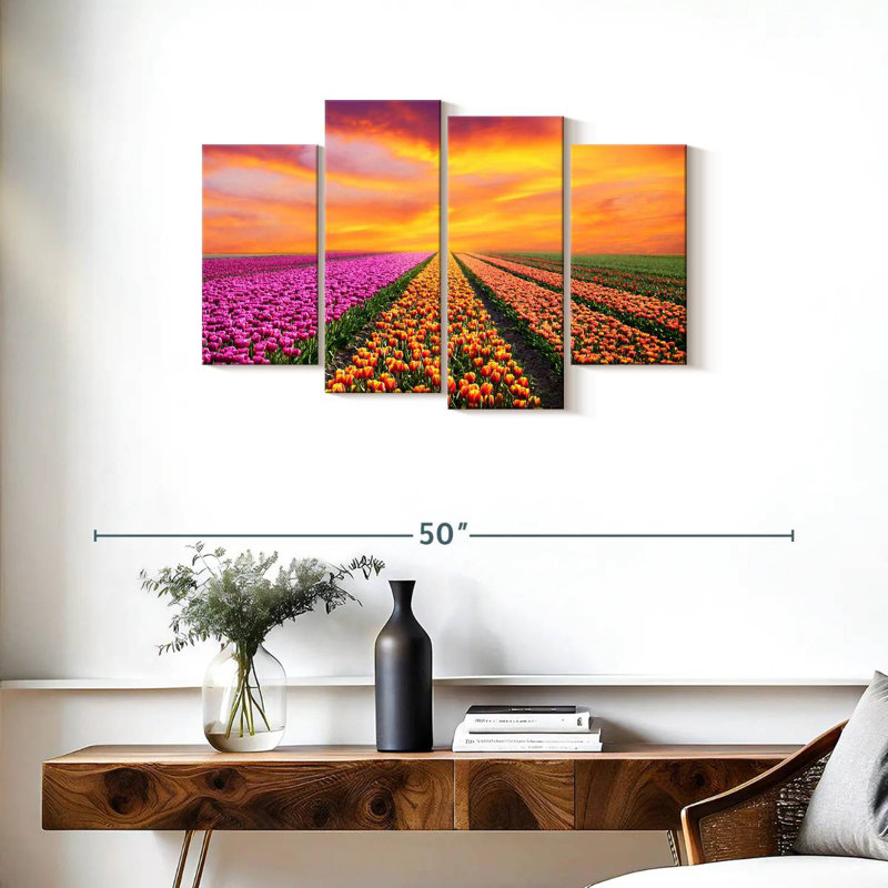 Alvord Vibrant Spring Tulip Rows, 22"H x 36"W