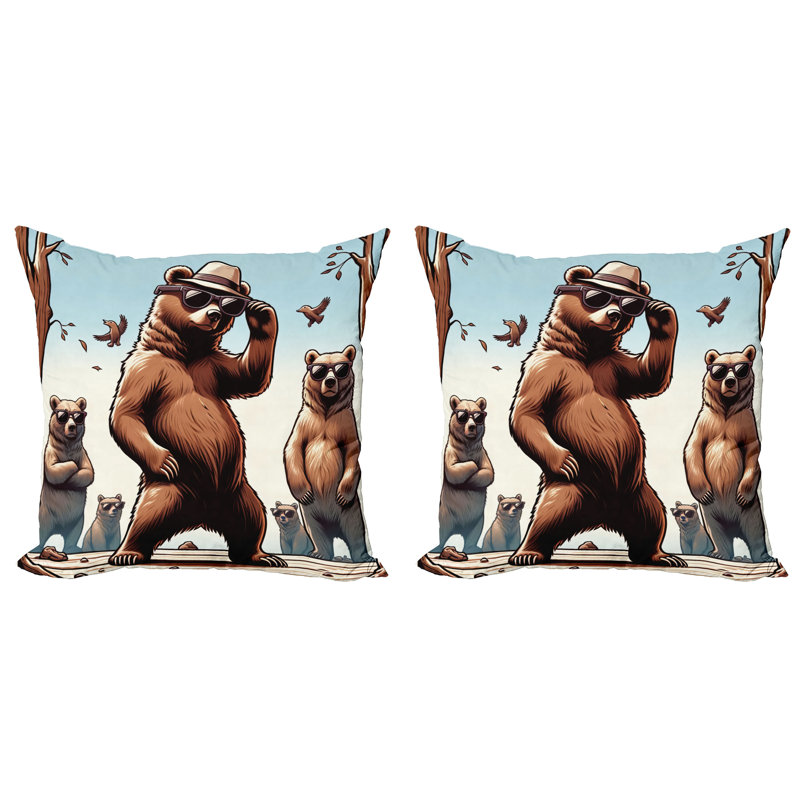 429982_Ambesonne, ours, housse de coussin, 2 pièces, H 18 po x l 18 po