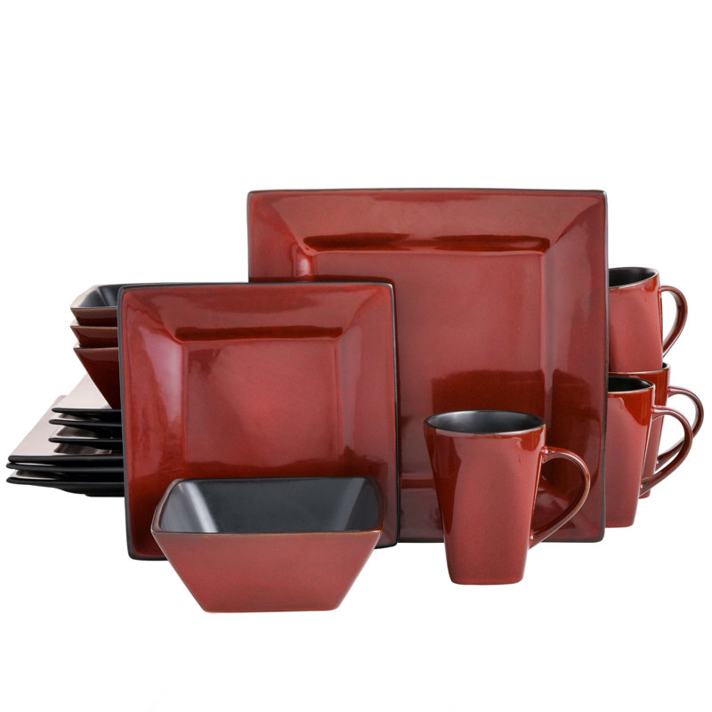 Kiesling 16 Piece Dinnerware Set, Red