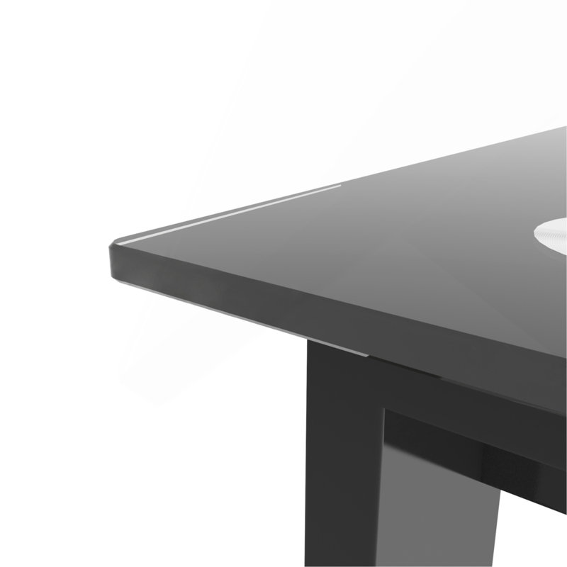 Table de salle à manger moderne en verre trempé, pieds de table simples en métal, H 29,53 po x l 52 po x P 27,6 po 