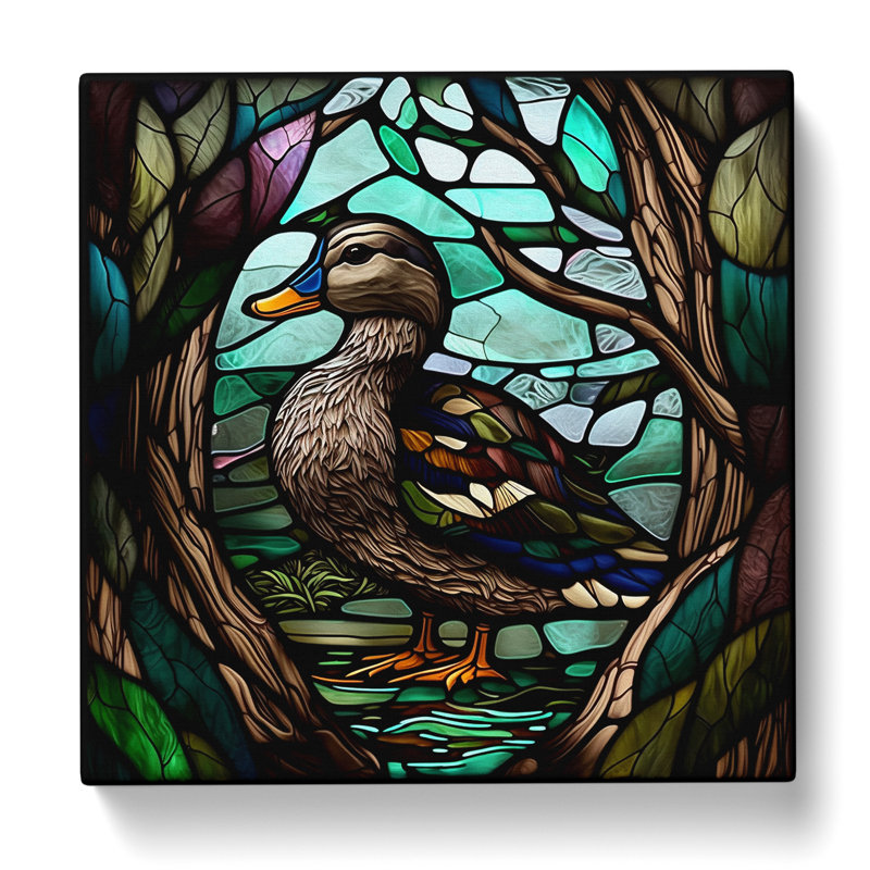 Duck Stained Glass Effect - Wrapped Canvas, 35cm H x 35cm W x 3cm D