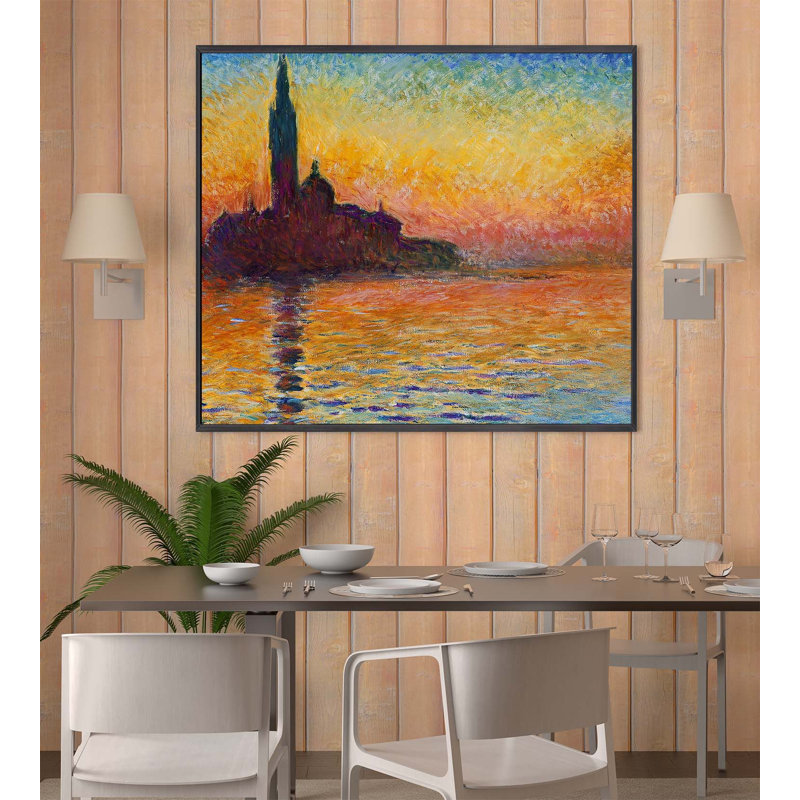 Cadre «SUNRISE I» par Claude Monet, Cadre noir, H 60 po x l 54 po