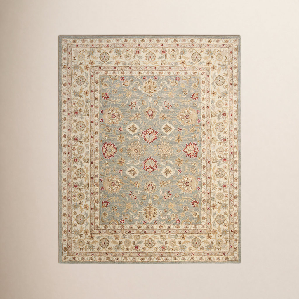 Samuel Gray Blue Beige Hand-Tufted Wool Rug, Rectangle 12' x 15'