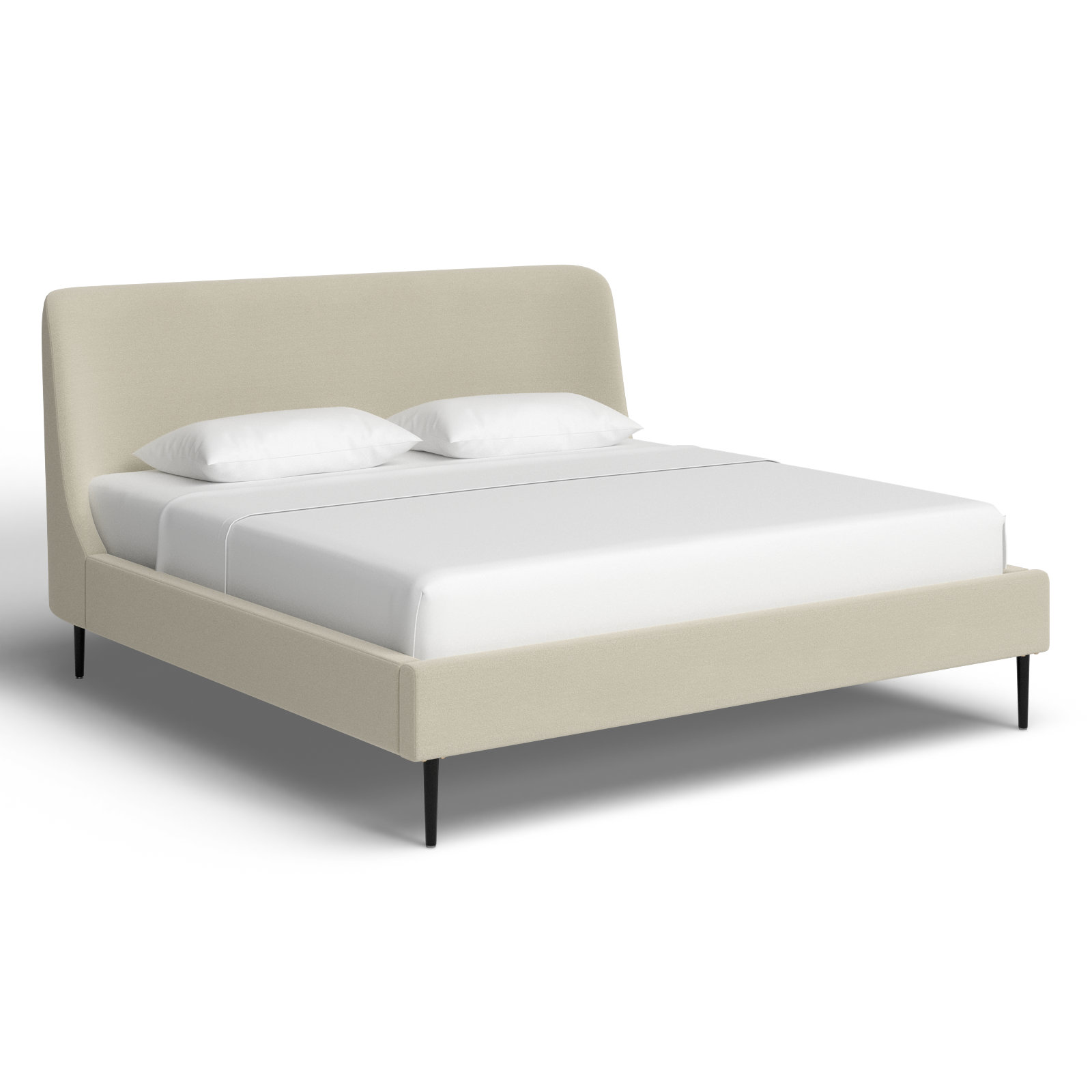 Venedy Upholstered Wingback Bed, King, Cream