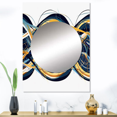 Zaccai Helix Expression abstrait jaune et bleu - miroir décoratif abstrait à vagues modernes, grand miroir moderne et contemporain