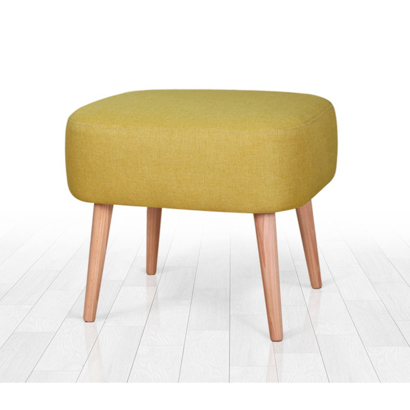 Conway 50cm Wide Square Footstool Ottoman, Yellow