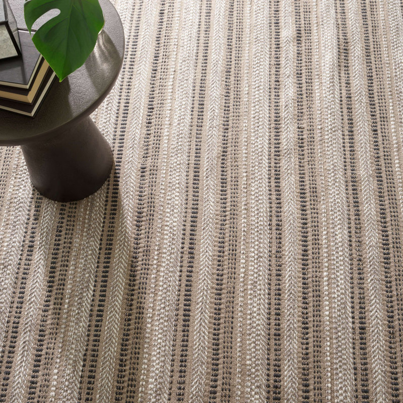 Sooner Than Later Neutral Handwoven Indoor/Outdoor Rug, Rectangle 5' x 8'
