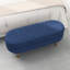 Banc de rangement ovale 43,5 po x 16 po x 16 po, teinte bleue, pieds en bois d'hévéa, fonctionnalité de tabouret ou de siège, option, assemblage facile, ornement en tissu plissé et look exotique au choix, décoration simple et rapide -