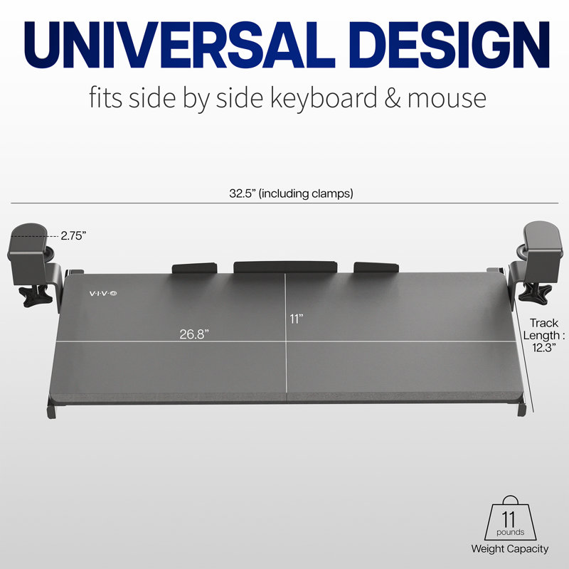 VIVO Clamp-on Keyboard Tray (KB05E Series), Black